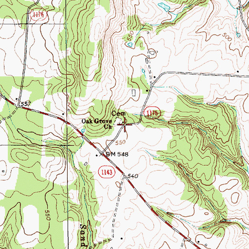 Topographic Map of Oak Grove Church, NC