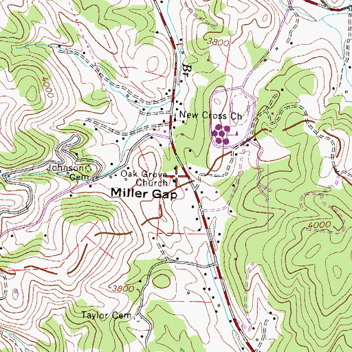 Topographic Map of Oak Grove Church, NC