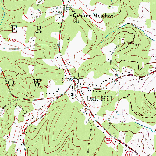 Topographic Map of Oak Hill, NC