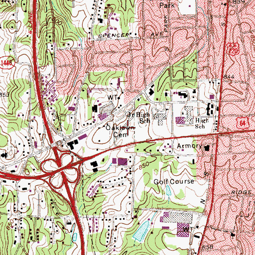 Topographic Map of Oaklawn Cemetery, NC