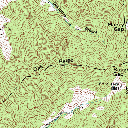 Topographic Map of Oak Ridge, NC