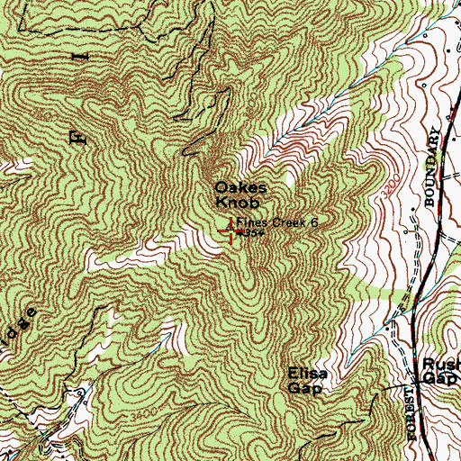 Topographic Map of Oakes Knob, NC