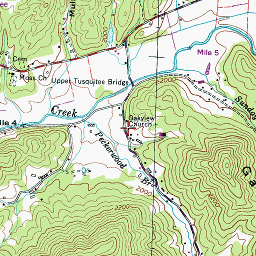 Topographic Map of Oakview Church, NC