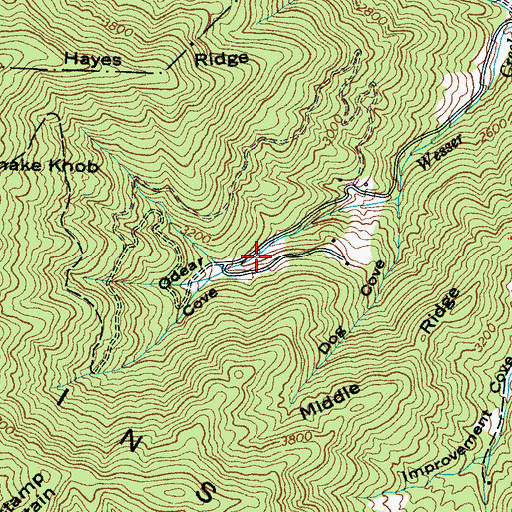 Topographic Map of Odear Cove, NC