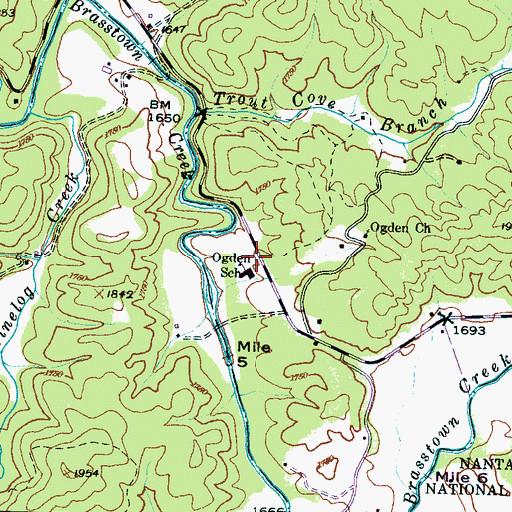 Topographic Map of Ogden School, NC