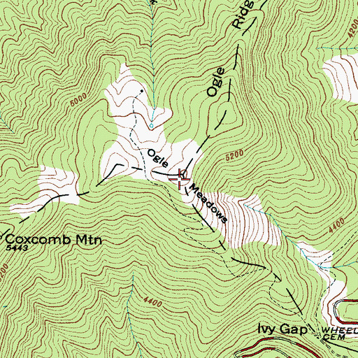 Topographic Map of Ogle Meadows, NC