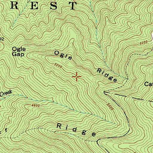 Topographic Map of Ogle Ridge, NC