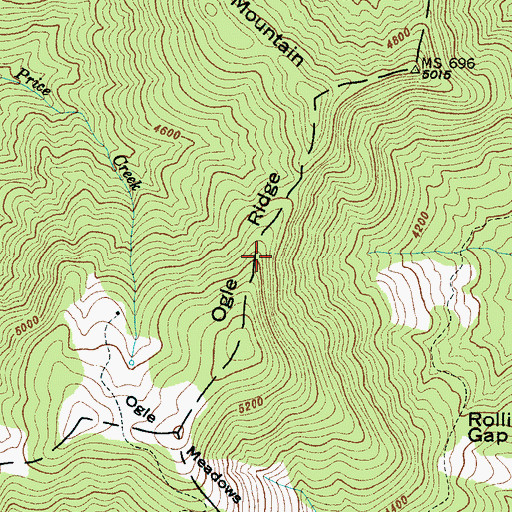 Topographic Map of Ogle Ridge, NC