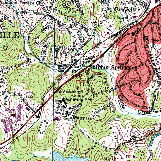 Topographic Map of Old Academy Cemetery, NC