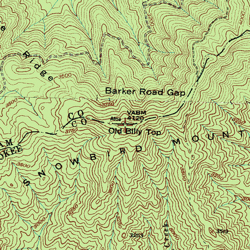 Topographic Map of Old Billy Top, NC