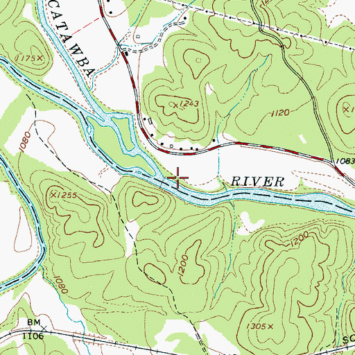 Topographic Map of Old Catawba River, NC