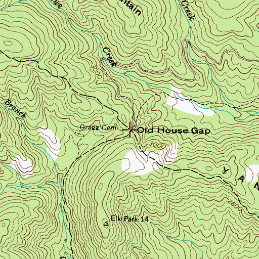 Topographic Map of Old House Gap, NC