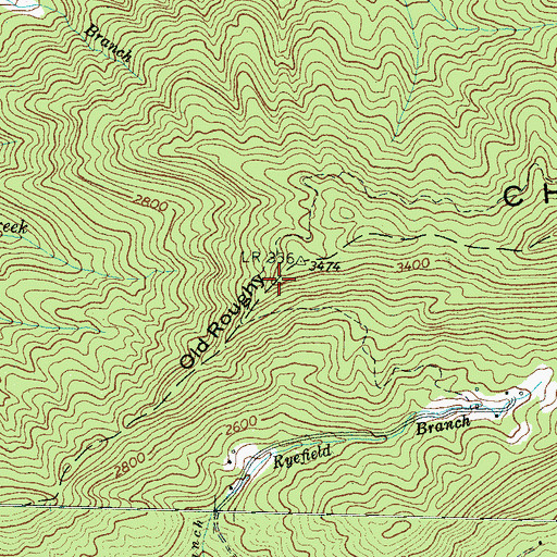 Topographic Map of Old Roughy, NC