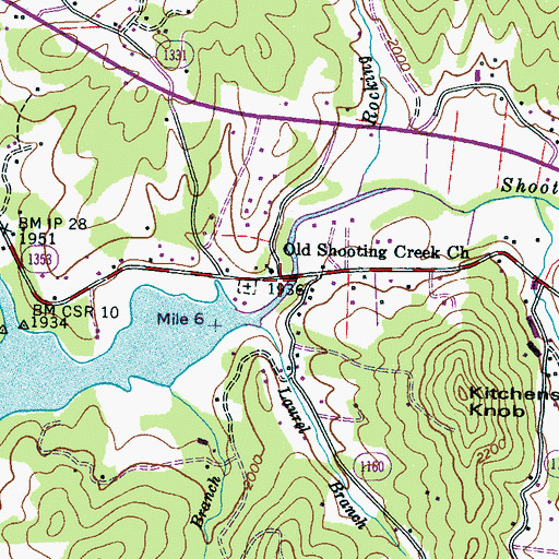 Topographic Map of Old Shooting Creek Church, NC