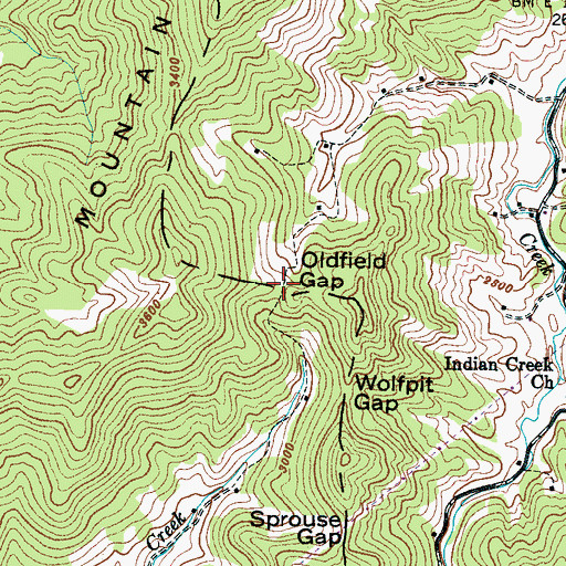 Topographic Map of Oldfield Gap, NC