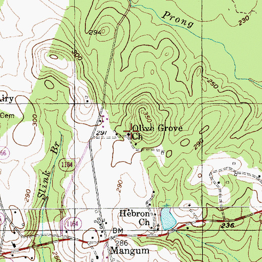 Topographic Map of Olive Grove Church, NC