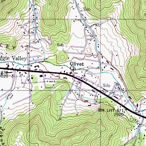 Topographic Map of Olivet Church, NC