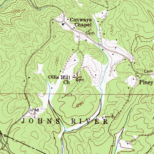 Topographic Map of Ollis Hill Church, NC