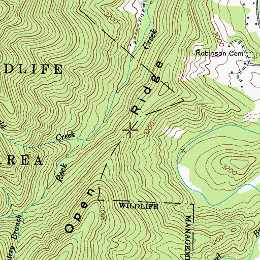 Topographic Map of Open Ridge, NC