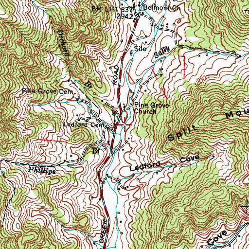 Topographic Map of Orchard Branch, NC