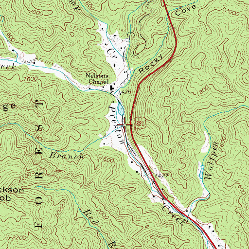 Topographic Map of Orchard Branch, NC