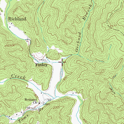 Topographic Map of Orchard Branch, NC