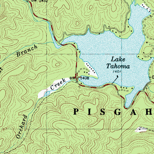 Topographic Map of Orchard Creek, NC