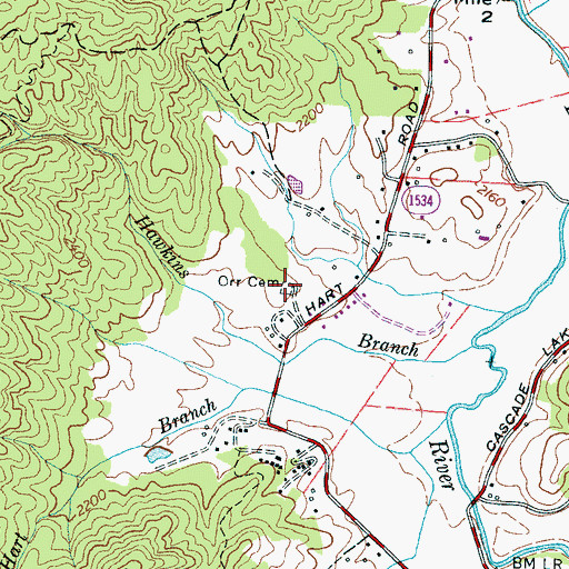 Topographic Map of Orr Cemetery, NC