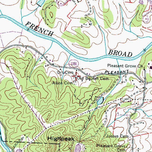 Topographic Map of Orr Cemetery, NC