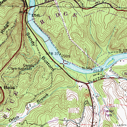 Topographic Map of Orton Branch, NC