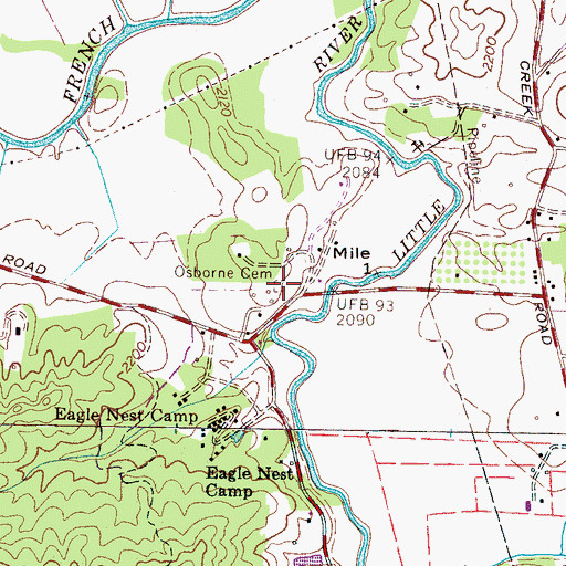 Topographic Map of Osborne Cemetery, NC