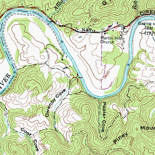 Topographic Map of Owenby Cove, NC