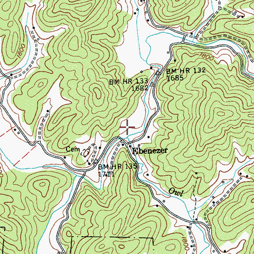 Topographic Map of Owl Creek, NC