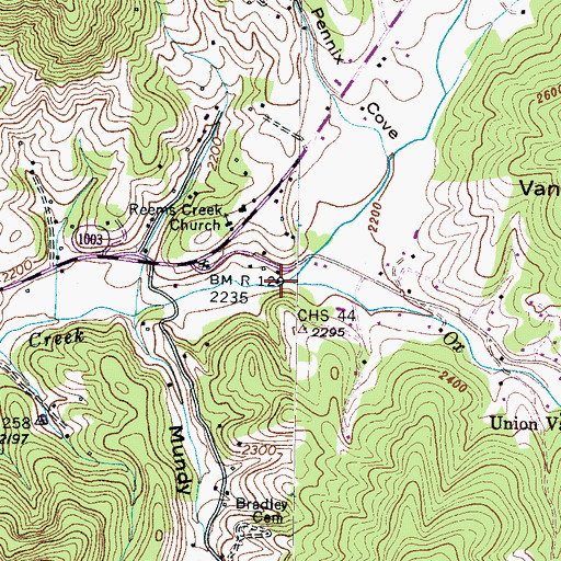 Topographic Map of Ox Creek, NC