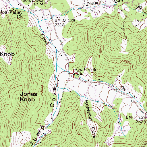 Topographic Map of Ox Creek Church, NC