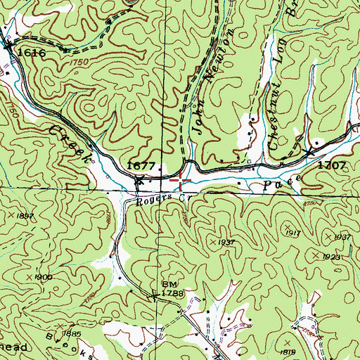 Topographic Map of Pace Branch, NC