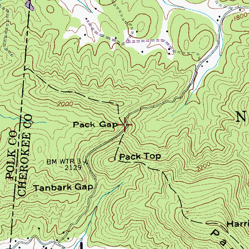 Topographic Map of Pack Gap, NC