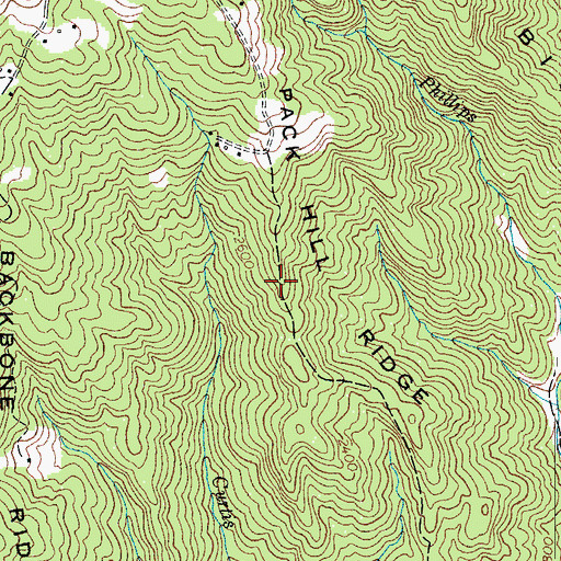 Topographic Map of Pack Hill Ridge, NC