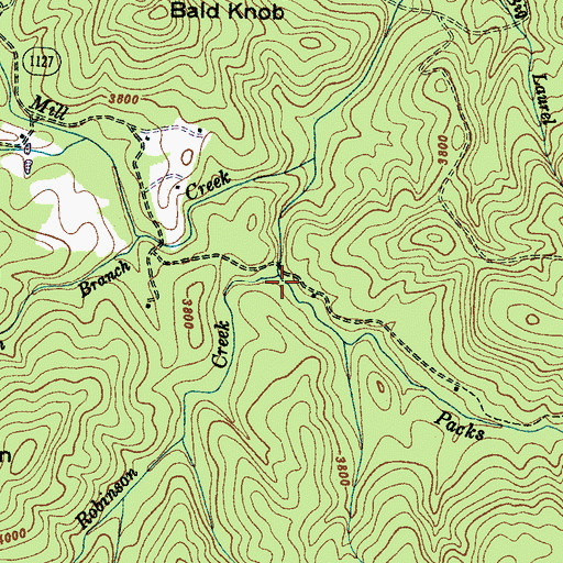 Topographic Map of Packs Creek, NC