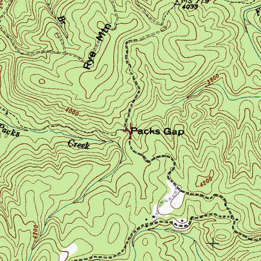 Topographic Map of Packs Gap, NC