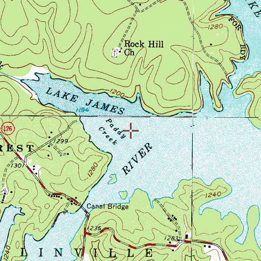 Topographic Map of Paddy Creek, NC
