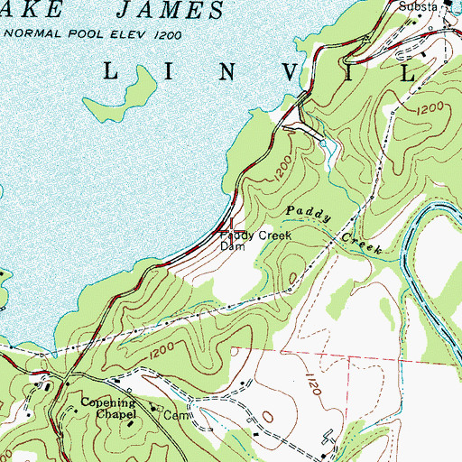 Topographic Map of Paddy Creek Dam, NC
