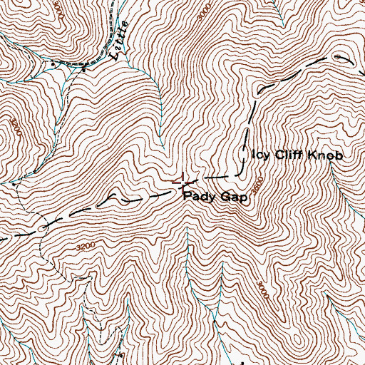 Topographic Map of Pady Gap, NC