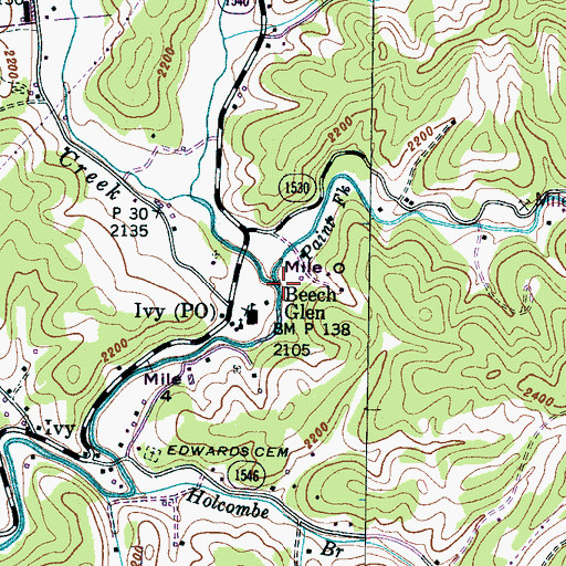 Topographic Map of Paint Fork, NC