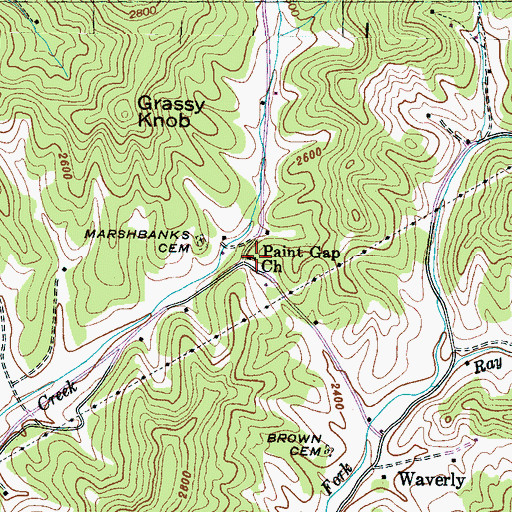 Topographic Map of Paint Gap Church, NC
