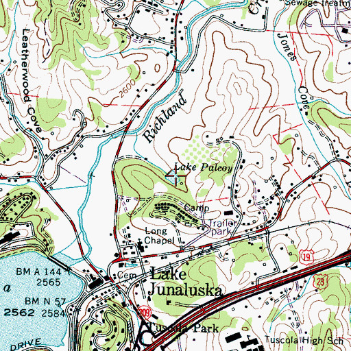 Topographic Map of Lake Palcoy, NC
