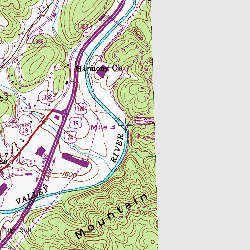 Topographic Map of Palmer Branch, NC