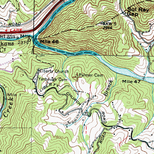 Topographic Map of Palmer Cemetery, NC