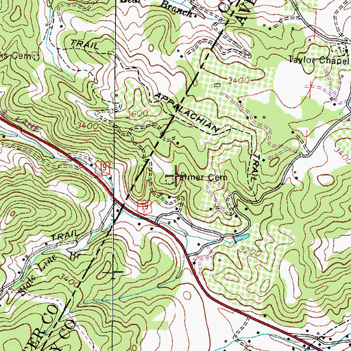 Topographic Map of Palmer Cemetery, NC