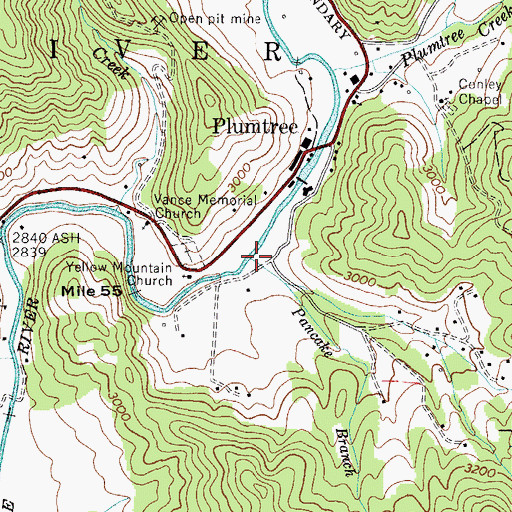 Topographic Map of Pancake Branch, NC